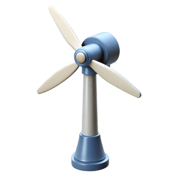 magnificent contemporary A wind turbine generating electricity, rotating blades, blue sky, realistic style high quality png