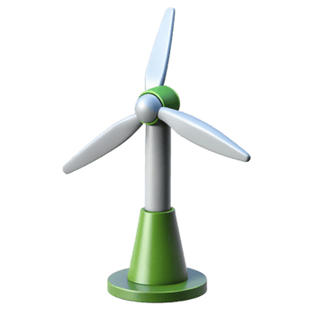 impressive artistic A wind turbine generating electricity, rotating blades, blue sky, realistic style exclusive png