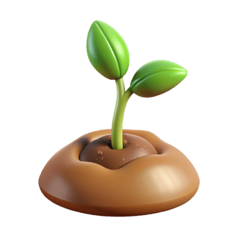 serene creative A sprouting seed, breaking through the soil, warm, earthy tones, time-lapse photography style high resolution png