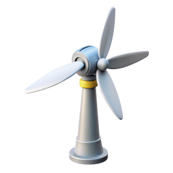 magnificent creative A wind turbine gracefully rotating against a clear sky, dynamic motion blur, clean, minimalist style authentic png