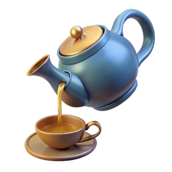 impressive minimalist A levitating teapot pouring a stream of liquid light into a bottomless cup. Renaissance painting style detailed png