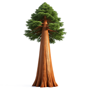 impressive minimalist A giant sequoia tree reaching towards the sky, majestic lighting, realistic rendering 4K png