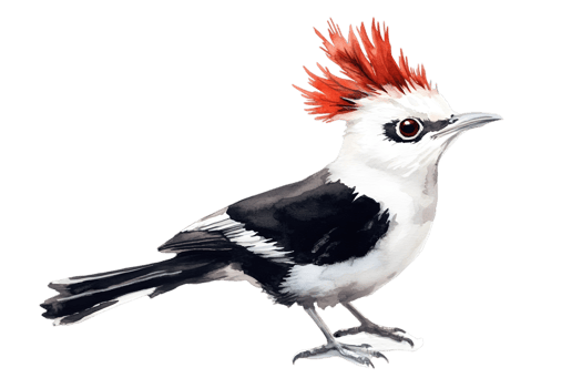 Detailed Illustration Of A Tropical Bird With Red Crest png