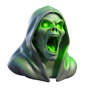 elegant minimalist A sorrowful banshee, wailing in the wind, her translucent form glowing with an eerie green light. Spooky, ethereal lighting. Horror style high quality png