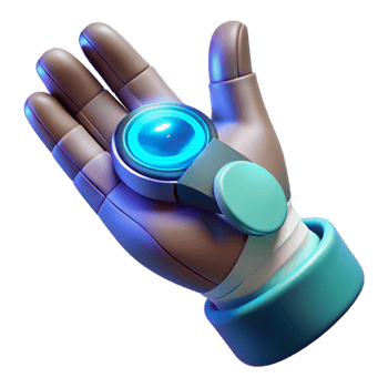 serene minimalist A futuristic, wearable device with sleek design and holographic interface projected onto the user's hand, illuminated by a dynamic, pulsating light in a technology style professional png