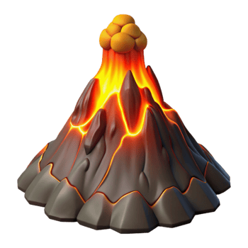 vibrant contemporary A volcanic eruption with lava flowing down the mountainside, fiery glow, dramatic lighting professional png