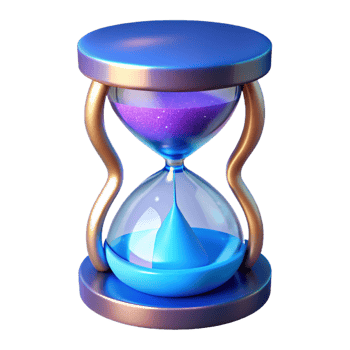 stunning classic A magical hourglass filled with shimmering sand, soft blue lighting, fantasy art style original png