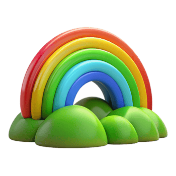 serene rustic A vibrant rainbow arcing over a green valley, dramatic lighting, vibrant colors high resolution png