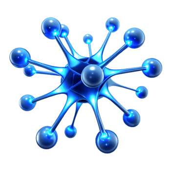 impressive traditional A network of glowing, interconnected neurons, emitting a soft, electric blue light, biopunk style high quality png