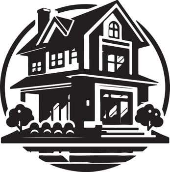 black and white house logo vector