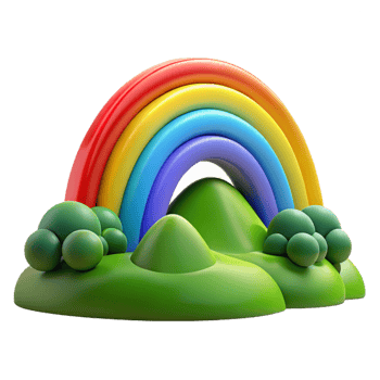 beautiful artistic A vibrant rainbow arcing over a green valley, dramatic lighting, realistic style, panoramic view, 4K png