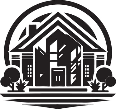 a black and white logo of a house vector