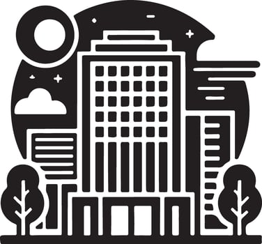 city skyline with buildings and trees vector