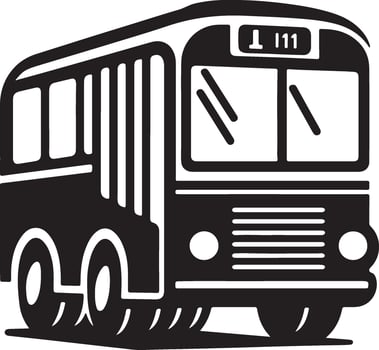 a black and white bus icon on a white background vector
