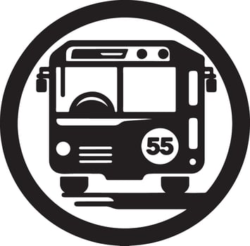 a black and white bus with the number 55 on it vector
