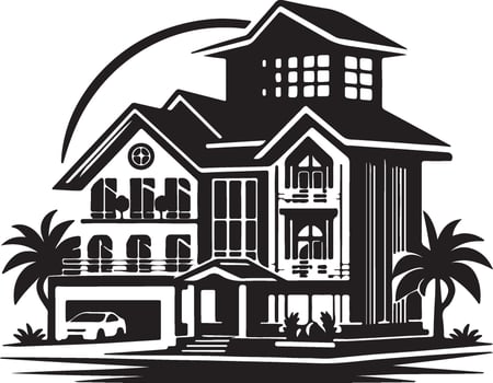 black and white illustration of a house vector