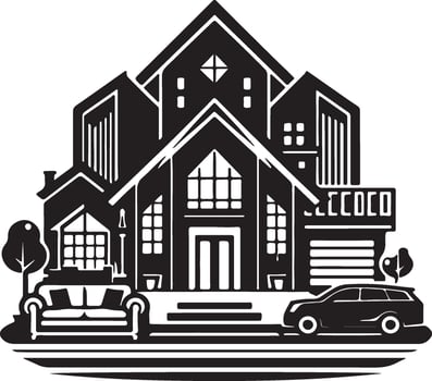 a black and white illustration of a house vector