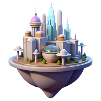 wonderful traditional A futuristic city built on interconnected floating islands, utopian design, soft, warm lighting exclusive png