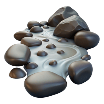 magnificent abstract A babbling brook flowing over smooth stones, long exposure photography, ethereal lighting premium png