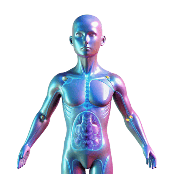 magnificent traditional A holographic projection of a human body with anatomical details, medical illustration style, soft blue lighting authentic png
