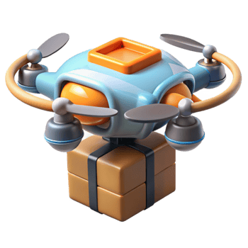 magnificent creative A futuristic drone delivering a package in a dense urban environment, fast motion blur, cyberpunk style premium png