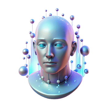 extraordinary creative A holographic projection of a human face flickers in the air, surrounded by streams of binary code. Ambient lighting, digital art style genuine png