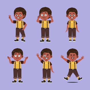 Cute African Kid with afro hair Cartoon Character vector