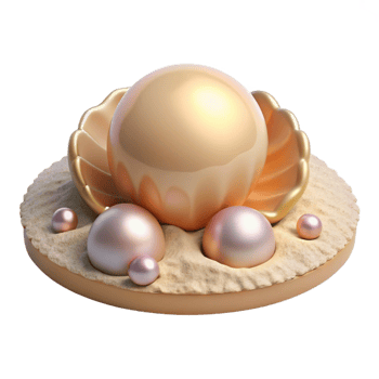 extraordinary modern A single pearl resting on the seabed, surrounded by sand and shells, simple, minimalist style authentic png