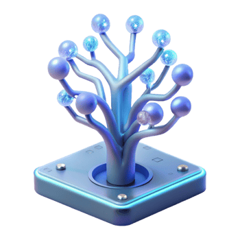 wonderful creative A bioluminescent tree growing from a circuit board, branches glowing with an ethereal light, in a surreal, dreamy style authentic png