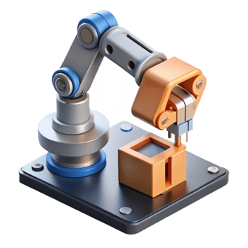 elegant classic A robotic arm assembling a complex microchip, industrial lighting, photorealistic style detailed png