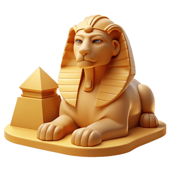 beautiful rustic A stoic sphinx, with the body of a lion and the head of a pharaoh, gazing into the distance, ancient Egyptian art style, harsh desert sunlight 4K png
