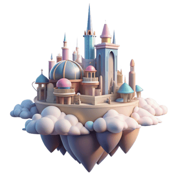 beautiful creative Floating city in the clouds, ethereal architecture, pastel colors, dreamlike atmosphere, fantasy art, soft light high resolution png