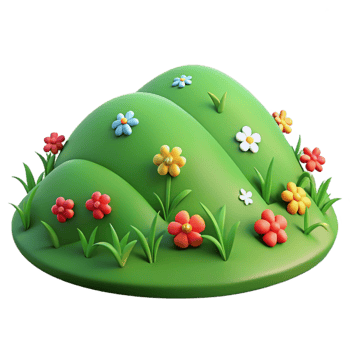 elegant creative A rolling green hill dotted with wildflowers, warm sunlight, pastoral painting style original png