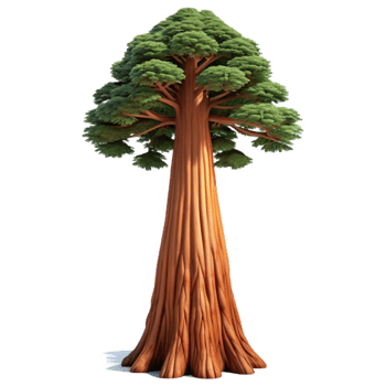 dramatic traditional A giant sequoia tree, towering over a forest, majestic and awe-inspiring detailed png