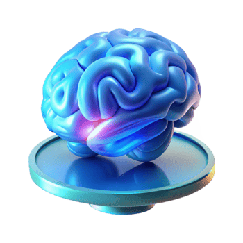 dramatic traditional A holographic projection of a human brain rotating slowly, cool blue lighting, minimalist style original png