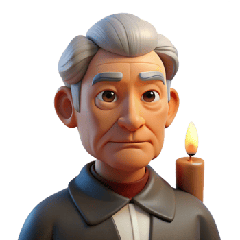 vibrant abstract Portrait of an elderly man with deep wrinkles and a thoughtful expression, illuminated by a single candle, in the style of a Caravaggio painting authentic png