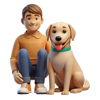 wonderful creative A loyal dog sitting patiently by its owner's side, with warm, natural lighting, in a heartwarming, family portrait style high resolution png