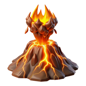 stunning traditional A powerful, elemental spirit composed of swirling fire and lightning, emerging from a volcanic eruption, illuminated by a fiery, orange light. Elemental fantasy art style premium png