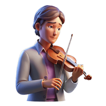 dramatic vintage Portrait of a melancholic musician with a violin, lit by a dim, rainy window light, in the style of Edward Hopper detailed png