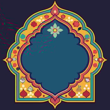 Vibrant and Intricate Mughal Inspired Decorative Frame with Colorful Patterns vector