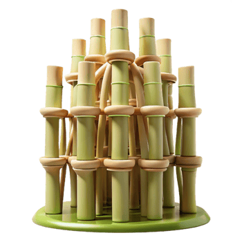 extraordinary artistic Bamboo skyscraper, organic structure, interwoven bamboo stalks, soft natural light, sustainable architecture, 8k render, original png