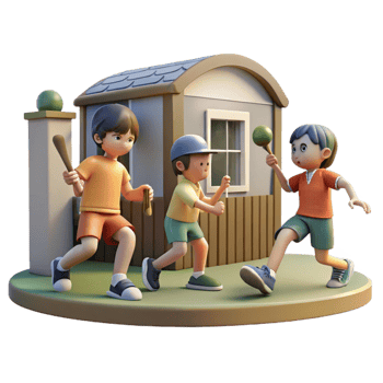 extraordinary vintage A group of children playing stickball in a 1950s neighborhood, soft, nostalgic lighting, vintage photographic style premium png