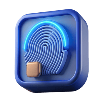serene modern A fingerprint scanner glowing with biometric data, security concept, close-up view, dark background professional png