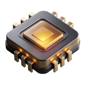 wonderful vintage A single, levitating microchip, intricate details of its circuitry visible, glowing with an internal golden light, dark and moody lighting, photorealistic style premium png