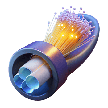 extraordinary abstract A single, glowing data packet traveling through a fiber optic cable, light trails visible, illuminated by the internal light of the cable. Abstract style professional png