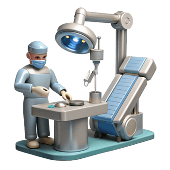 wonderful modern A robotic surgeon performing a complex operation, sterile, clinical lighting, medical illustration style professional png