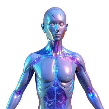 extraordinary rustic A holographic projection of a human body with anatomical details, medical illustration style, soft blue lighting high quality png