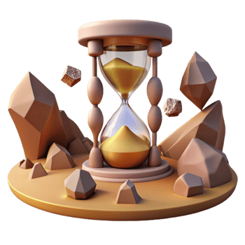 stunning vintage A desert landscape with floating rocks and a giant, cracked hourglass. Surrealism style detailed png