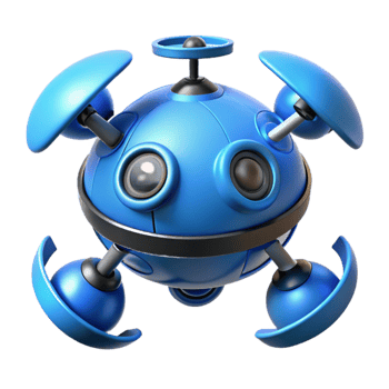 stunning creative A levitating, spherical drone capturing 360-degree footage, its multiple lenses glowing with a soft blue light. Photorealistic, product design style genuine png