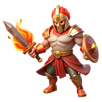 dramatic modern A fierce Ares with a bloodstained sword, leading an army, classical style, fiery lighting exclusive png